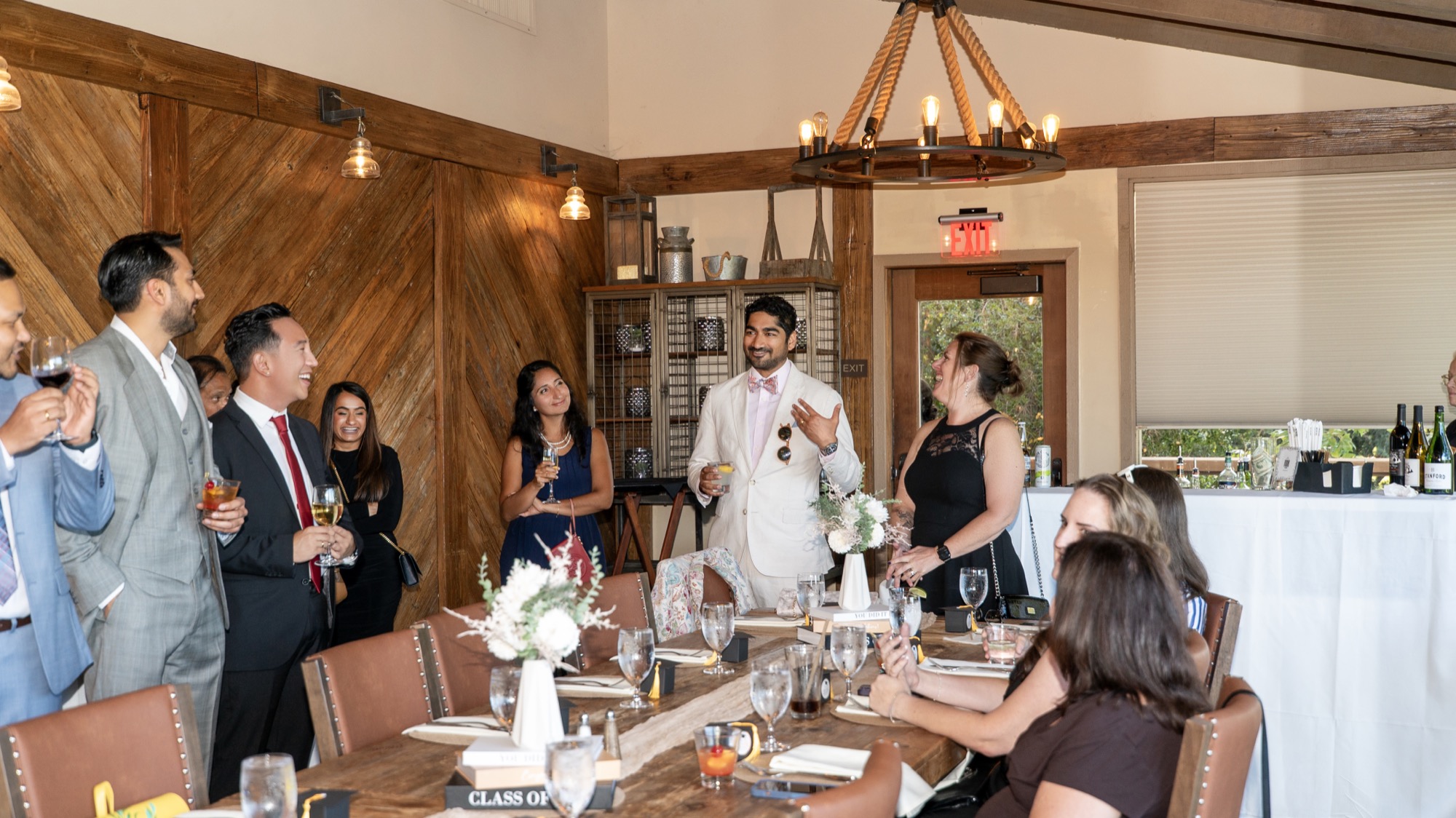 Toasts and celebration around the dinner table